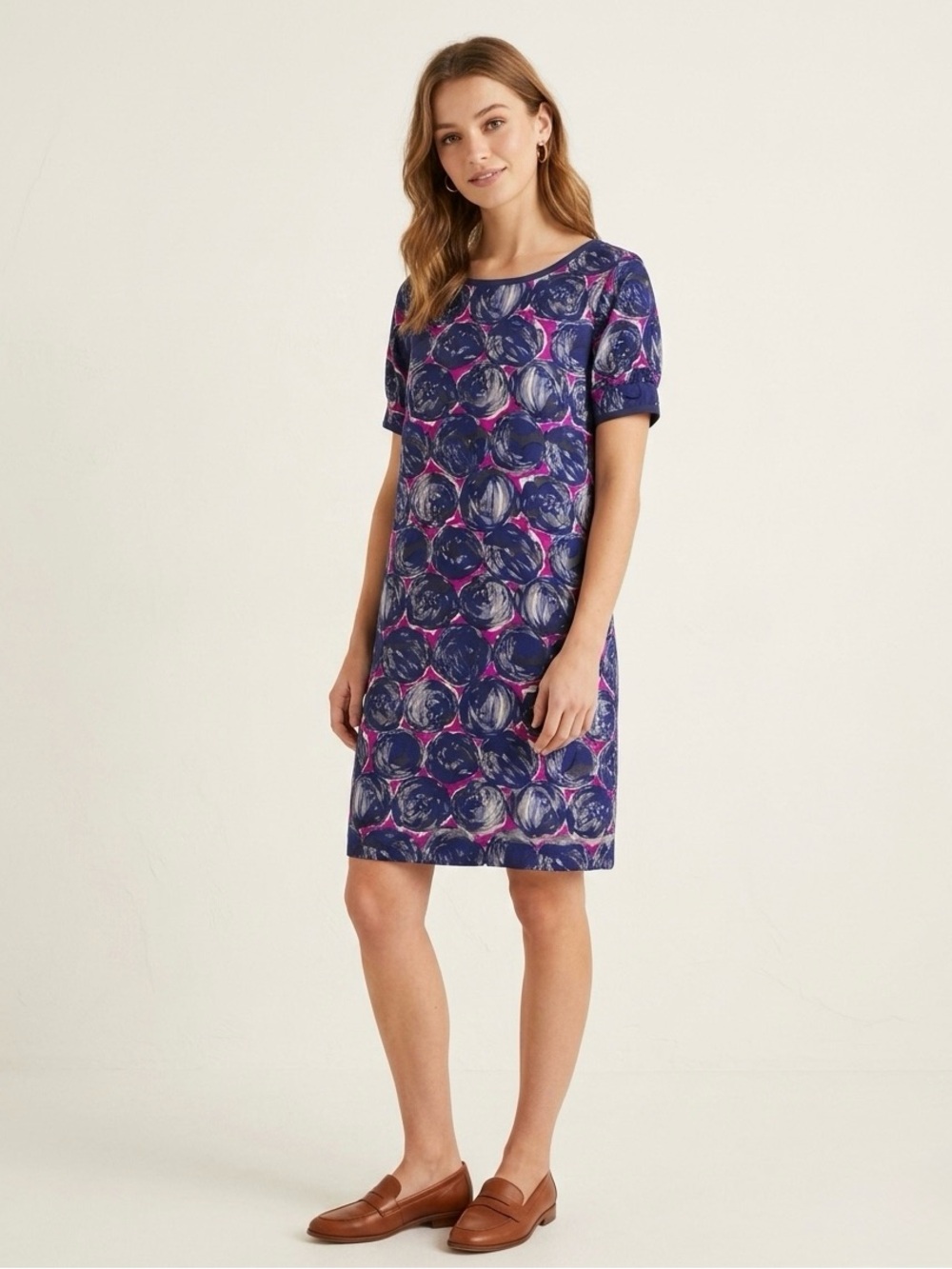 Stunning Tory Burch Silk Blend Circle Motif Sheath Dress.  Blue. Size 0